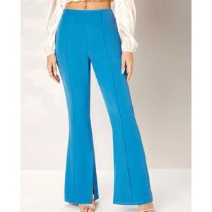Seam Front Split Hem Flare Leg Tailored Pants